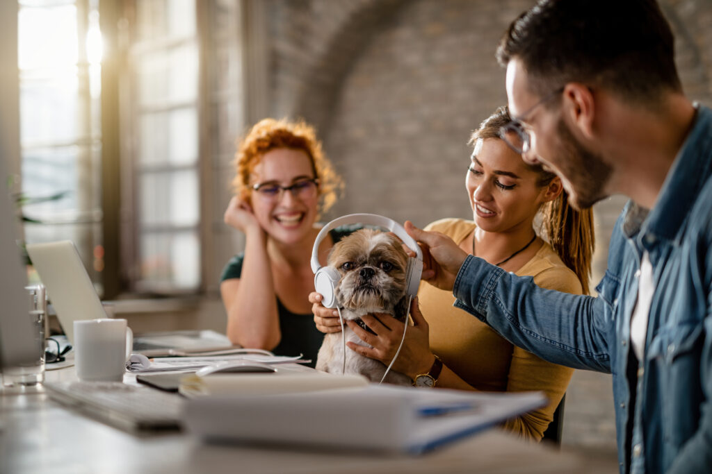Professional working from coworking area with dog in modern Condesa apartment